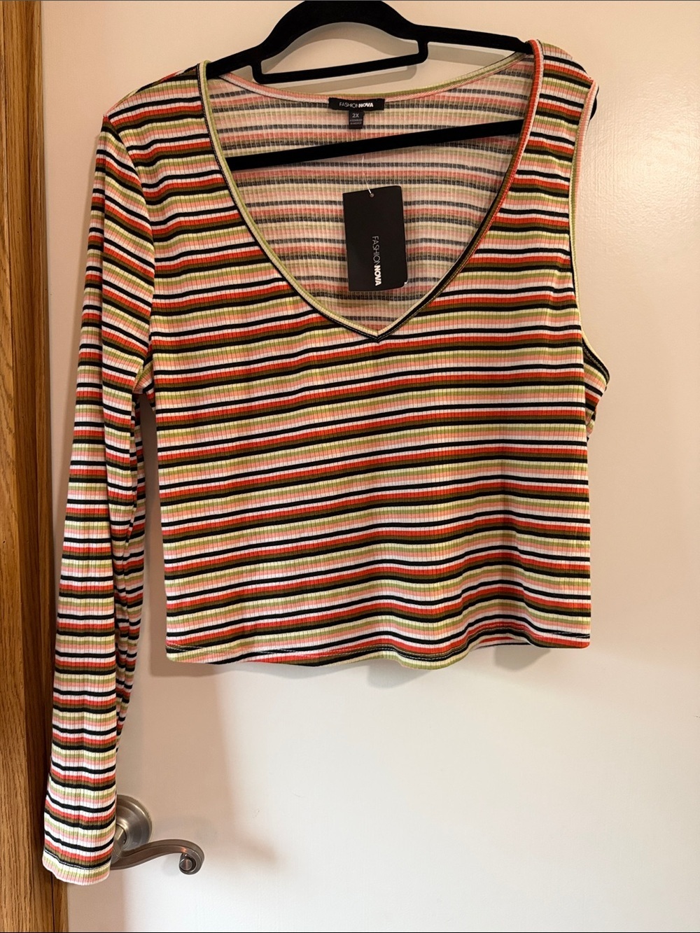 Multi-Color Striped V-Neck Long and Also Sleeveless Striped Shirt